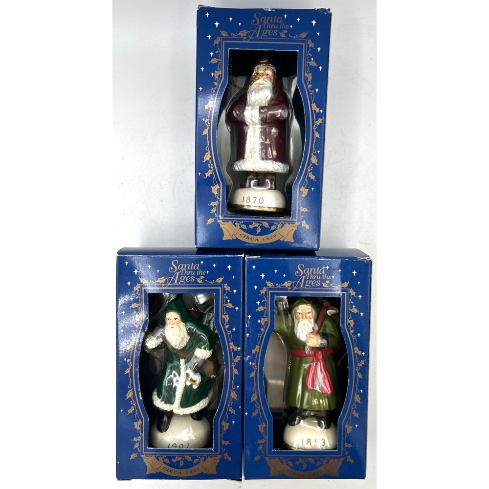 VTG SANTAS THRU THE AGES Father Christmas Ornaments CIRCA 1870 1853‎ 1907 LOT 3